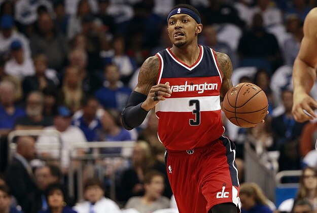 Oct 28, 2015; Orlando, FL, USA; Washington Wizards guard Bradley Beal (3) drives to the basket against the Orlando Magic during the first quarter at Amway Center. Mandatory Credit: Kim Klement-USA TODAY Sports