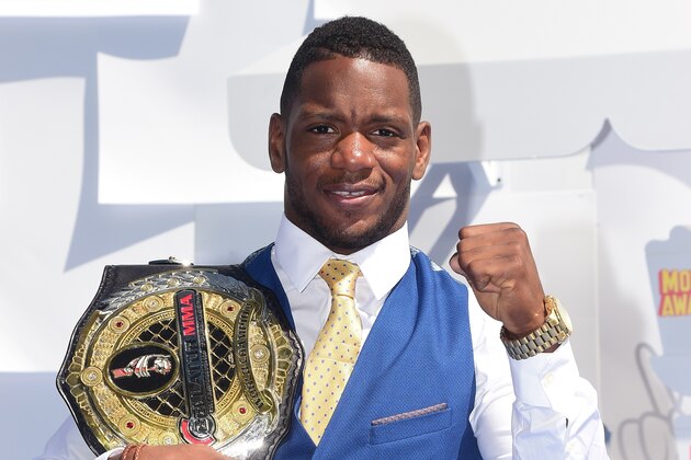 Mixed martial artist Will Brooks  poses on arrival for the 2015 MTV Movie Awards on April 12, 2015  in Los Angeles, California. AFP PHOTO / FREDERIC J. BROWN        (Photo credit should read FREDERIC J. BROWN/AFP/Getty Images)
