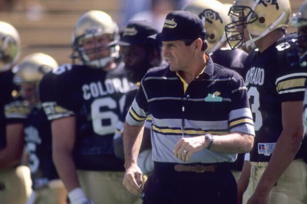 BOULDER,CO - 1990: Bill McCartney of the Colorado Buffaloes looks on during a 1990 season game. Bill McCartney was head coach from 1982 to 1994. (Photo by:Stephen Dunn/Getty Images)