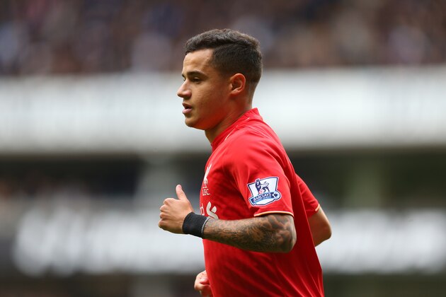LONDON, ENGLAND - OCTOBER 17:  Philippe Coutinho of Liverpool during the Barclays Premier League match between Tottenham Hotspur and Liverpool at White Hart Lane on October 17, 2015 in London, England.  (Photo by Catherine Ivill - AMA/Getty Images)