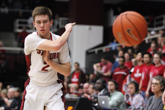 Feb 8, 2015; Stanford, CA, USA; Stanford Cardinal guard Robert Cartwright (2) passes the ball against the USC Trojans in the first half at Maples Pavilion. Mandatory Credit: Cary Edmondson-USA TODAY Sports