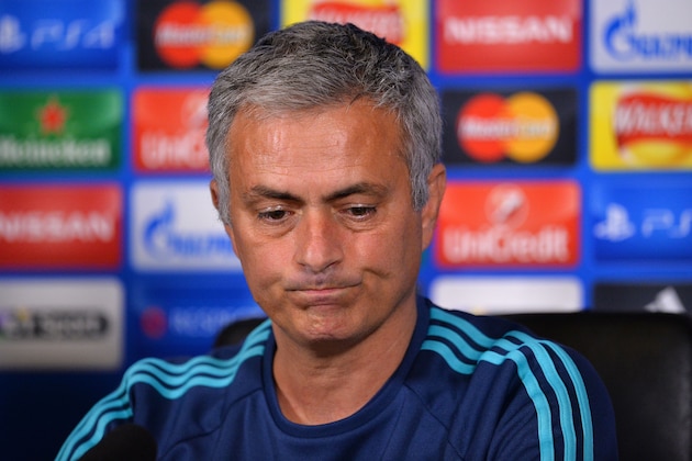 Chelsea's Portuguese manager Jose Mourinho is pictured as he addresses a press conference at Chelsea's training ground in Cobham in south west London, on November 3, 2015, on the eve of their UEFA Champions League group G match against Dynamo Kiev. AFP PHOTO / GLYN KIRK        (Photo credit should read GLYN KIRK/AFP/Getty Images)