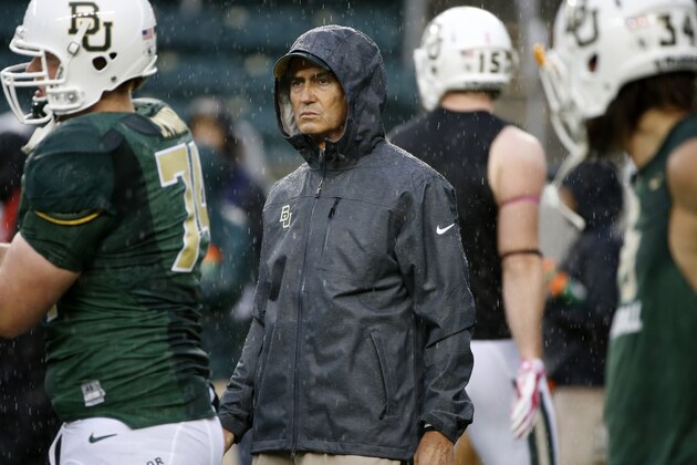 WACO, TX - OCTOBER 24:  Head coach Art Briles of the Baylor Bears watches his team before the Iowa State Cyclones take on the Baylor Bears at McLane Stadium on October 24, 2015 in Waco, Texas. (Photo by Ron Jenkins/Getty Images)