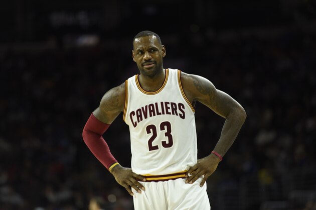 Cleveland Cavaliers' LeBron James (23) is seen during an NBA basketball game against the Philadlephia 76ers, Monday, Nov 2, 2015, in Philadelphia. (AP Photo/Michael Perez)