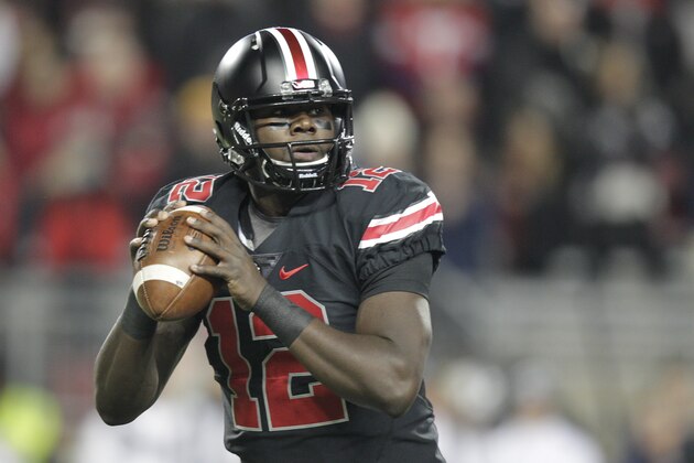 Ohio State quarterback Cardale Jones plays against Penn State during an NCAA college football game Saturday, Oct. 17, 2015, in Columbus, Ohio. (AP Photo/Jay LaPrete)