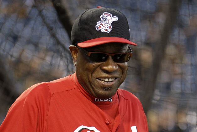 Cincinnati Reds manager Dusty Baker watches batting practice before the National League wild-card playoff baseball game against the Pittsburgh Pirates in Pittsburgh, Tuesday, Oct. 1, 2013. (AP Photo/Gene J. Puskar)