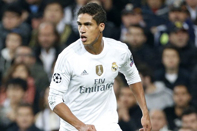 MADRID, SPAIN - NOVEMBER 3: Raphael Varane of Real Madrid in action during the UEFA Champions League match between Real Madrid and Paris Saint-Germain (PSG) at Santiago Bernabeu stadium on November 3, 2015 in Madrid, Spain. (Photo by Jean Catuffe/Getty Images)