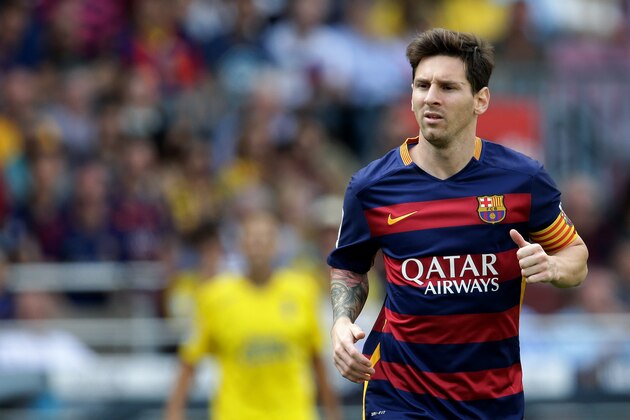 Lionel Messi of FC Barcelona during the Primera Division match between FC Barcelona and Las Palmas on September 26, 2015 at Camp Nou stadium in Barcelona, Spain.(Photo by VI Images via Getty Images)