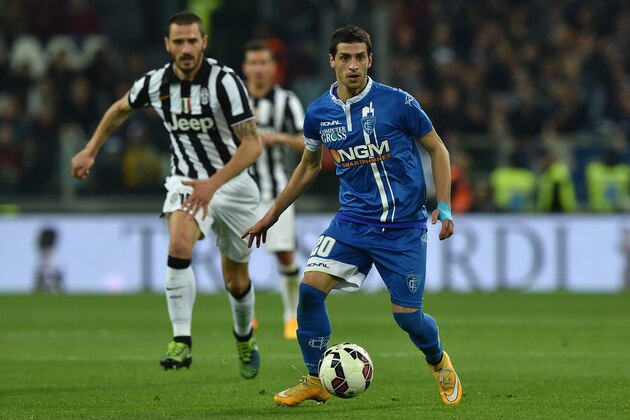 TURIN, ITALY - APRIL 04:  Manuel Pucciarelli of Empoli FC in action during the Serie A match between Juventus FC and Empoli FC at Juventus Arena on April 4, 2015 in Turin, Italy.  (Photo by Valerio Pennicino/Getty Images)