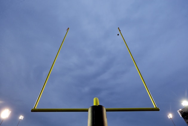 A field goal attempt hits the upright in the second half of an NCAA college football game between Vanderbilt and Missouri Saturday, Oct. 24, 2015, in Nashville, Tenn. Vanderbilt won 10-3. (AP Photo/Mark Humphrey)