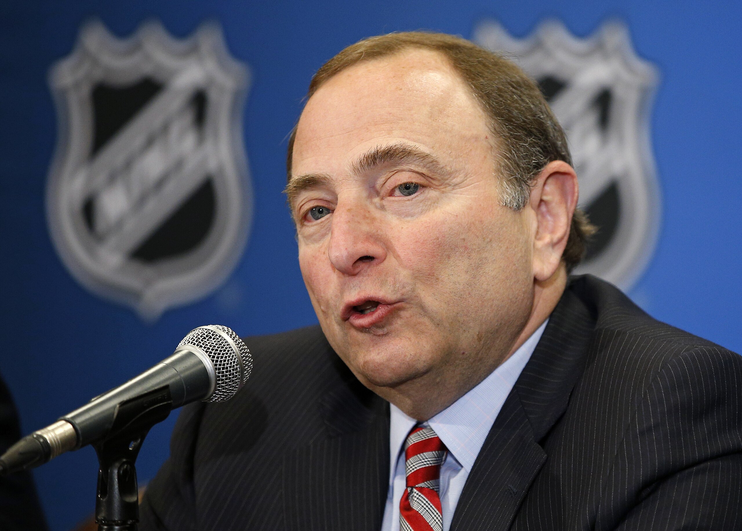 NHL commissioner Gary Bettman speaks at a news conference before the NHL Awards show Wednesday, June 24, 2015, in Las Vegas. The NHL is officially exploring expansion. The league is opening a formal expansion review process to consider adding new franchises to its 30-team league, Bettman announced Wednesday, June 24, 2015. Las Vegas, Seattle and Quebec City are the markets that have expressed the most serious interest. (AP Photo/John Locher) NHL commissioner Gary Bettman speaks at a news conference before the NHL Awards show Wednesday, June 24, 2015, in Las Vegas. The NHL is officially exploring expansion. The league is opening a formal expansion review process to consider adding new franchises to its 30-team league, Bettman announced Wednesday, June 24, 2015. Las Vegas, Seattle and Quebec City are the markets that have expressed the most serious interest. (AP Photo/John Locher)