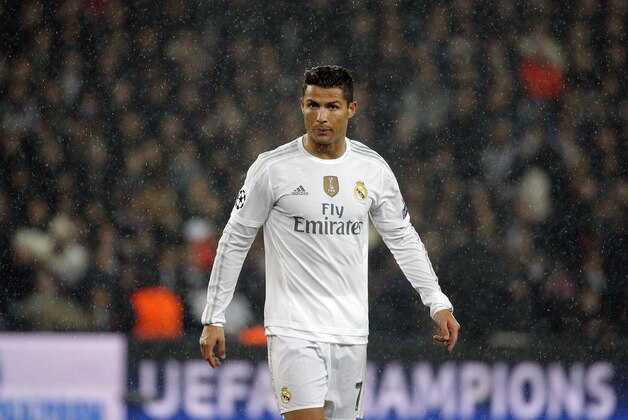 Real Madrid's Cristiano Ronaldo reacts during the Champions League group A soccer match between Paris St Germain and Real Madrid at the Parc des Princes stadium in Paris, Wednesday, Oct. 21, 2015. (AP Photo/Thibault Camus)
