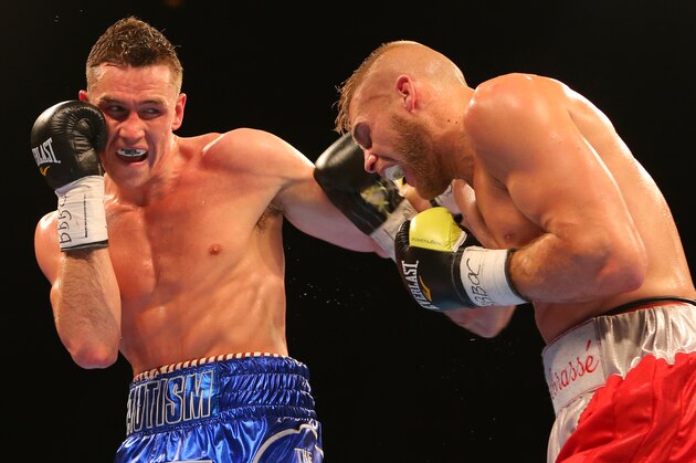 LIVERPOOL, ENGLAND - JUNE 26: Callum Smith, left, and Christopher Rebrasse during their WBC Silver Super Middleweight Championship contest at the Echo Arena on June 26, 2015 in Liverpool, England. (Photo by Dave Thompson/Getty Images) LIVERPOOL, ENGLAND - JUNE 26: Callum Smith, left, and Christopher Rebrasse during their WBC Silver Super Middleweight Championship contest at the Echo Arena on June 26, 2015 in Liverpool, England. (Photo by Dave Thompson/Getty Images)