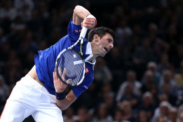 PARIS, FRANCE - NOVEMBER 5: Novak Djokovic of Serbia in action during day 4 of the BNP Paribas Masters held at AccorHotels Arena on November 5, 2015 in Paris, France. (Photo by Jean Catuffe/Getty Images)