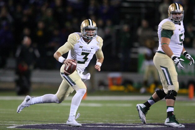Nov 5, 2015; Manhattan, KS, USA; Baylor Bears quarterback Jarrett Stidham (3) runs with the ball against the Kansas State Wildcats during the first half at Bill Snyder Family Football Stadium. Mandatory Credit: Scott Sewell-USA TODAY Sports