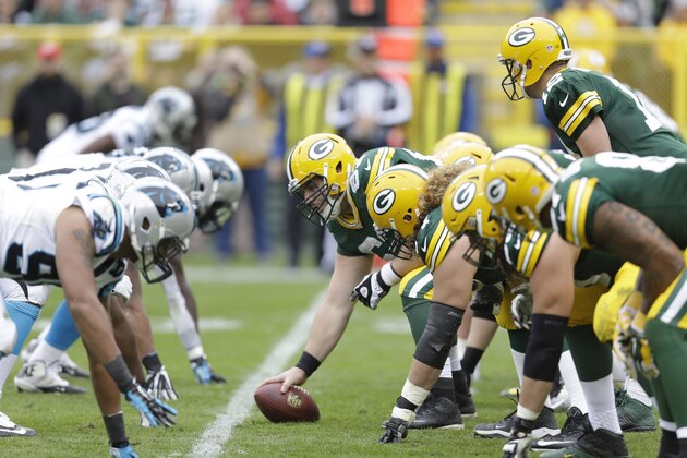 GREEN BAY, WI - OCTOBER 19: A picture of the line of scrimmage during the game between the Carolina Panthers and the Green Bay Packers at Lambeau Field on October 19, 2013 in Green Bay, Wisconsin. (Photo by Mike McGinnis/Getty Images)