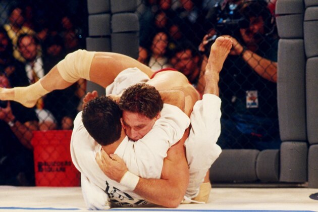 DENVER, CO - NOVEMBER 12: Royce Gracie in action during the Ultimate Fighter Championships UFC 1 on November 12, 1993 at the McNichols Sports Arena in Denver, Colorado. (Photo by Holly Stein/Getty Images)
