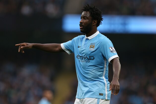 MANCHESTER, ENGLAND - OCTOBER 31: Wilfried Bony of Manchester City gestures during the Barclays Premier League match between Manchester City and Norwich City at Etihad Stadium on October 31, 2015 in Manchester, England. (Photo by Chris Brunskill/Getty Images)