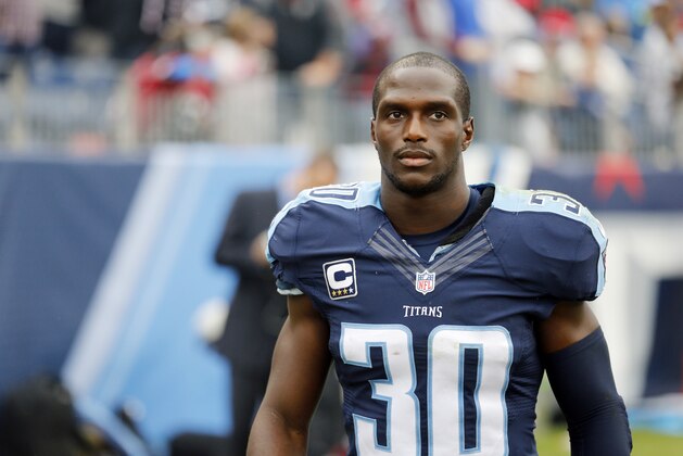 Tennessee Titans cornerback Jason McCourty walks on the sideline in the second half of an NFL football game against the Atlanta Falcons Sunday, Oct. 25, 2015, in Nashville, Tenn. (AP Photo/Weston Kenney)