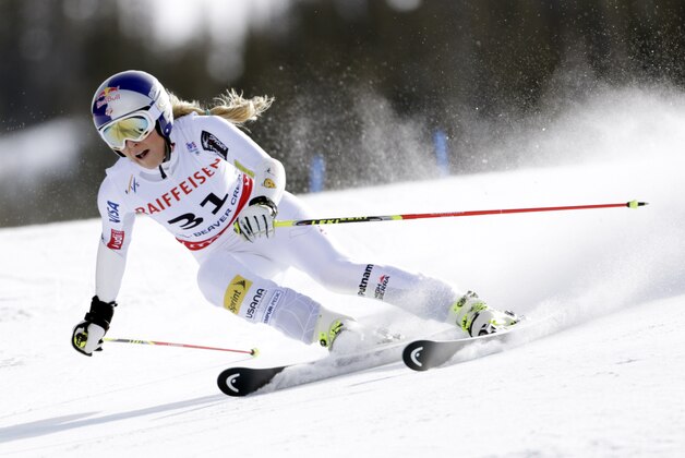 Feb 12, 2015; Beaver Creek, CO, USA; Lindsey Vonn of the United States during run one of the womens giant slalom in the FIS alpine skiing world championships at Raptor Racecourse. Mandatory Credit: Erich Schlegel-USA TODAY Sports