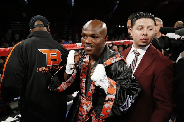 Timothy Bradley stands in the ring after fighting Brandon Rios in a WBO welterweight title bout Saturday, Nov. 7, 2015, in Las Vegas. (AP Photo/John Locher)