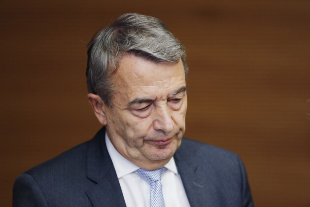 President of German soccer federation Wolfgang Niersbach addresses the media announcing that he steps back from his post as president in Frankfurt, Germany, Monday, Nov. 9, 2015. (AP Photo/Michael Probst) President of German soccer federation Wolfgang Niersbach addresses the media announcing that he steps back from his post as president in Frankfurt, Germany, Monday, Nov. 9, 2015. (AP Photo/Michael Probst)