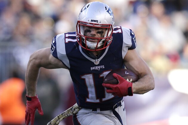 New England Patriots wide receiver Julian Edelman (11) runs during the second half of an NFL football game, Sunday, Nov. 8, 2015, in Foxborough, Mass. (AP Photo/Charles Krupa)