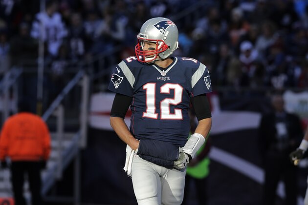 New England Patriots quarterback Tom Brady during the first half of an NFL football game, Sunday, Nov. 8, 2015, in Foxborough, Mass. (AP Photo/Charles Krupa)