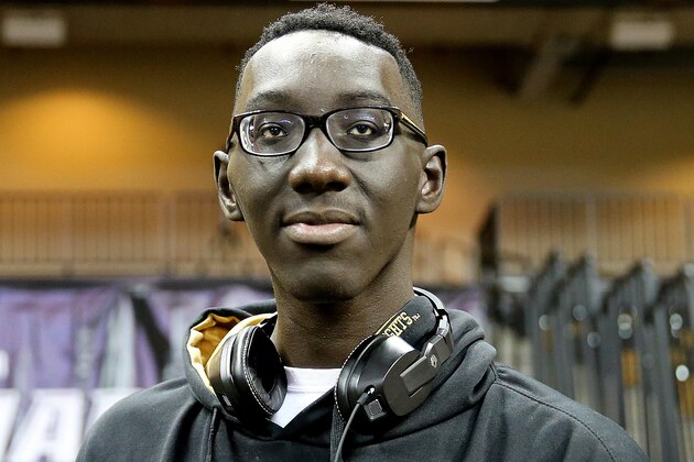 ORLANDO, FL - NOVEMBER 26: UCF recruit Tacko Fall is seen prior to an NCAA basketball game between the Davidson Wildcats and the UCF Knights at the CFE Arena on November 26, 2014 in Orlando, Florida. (Photo by Alex Menendez/Getty Images)
