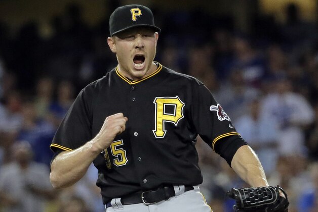 Pittsburgh Pirates relief pitcher Mark Melancon celebrates after the final out against the Los Angeles Dodgers during the Prates' 3-2 win in a baseball game in Los Angeles, Saturday, Sept. 19, 2015. (AP Photo/Chris Carlson) Pittsburgh Pirates relief pitcher Mark Melancon celebrates after the final out against the Los Angeles Dodgers during the Prates' 3-2 win in a baseball game in Los Angeles, Saturday, Sept. 19, 2015. (AP Photo/Chris Carlson)