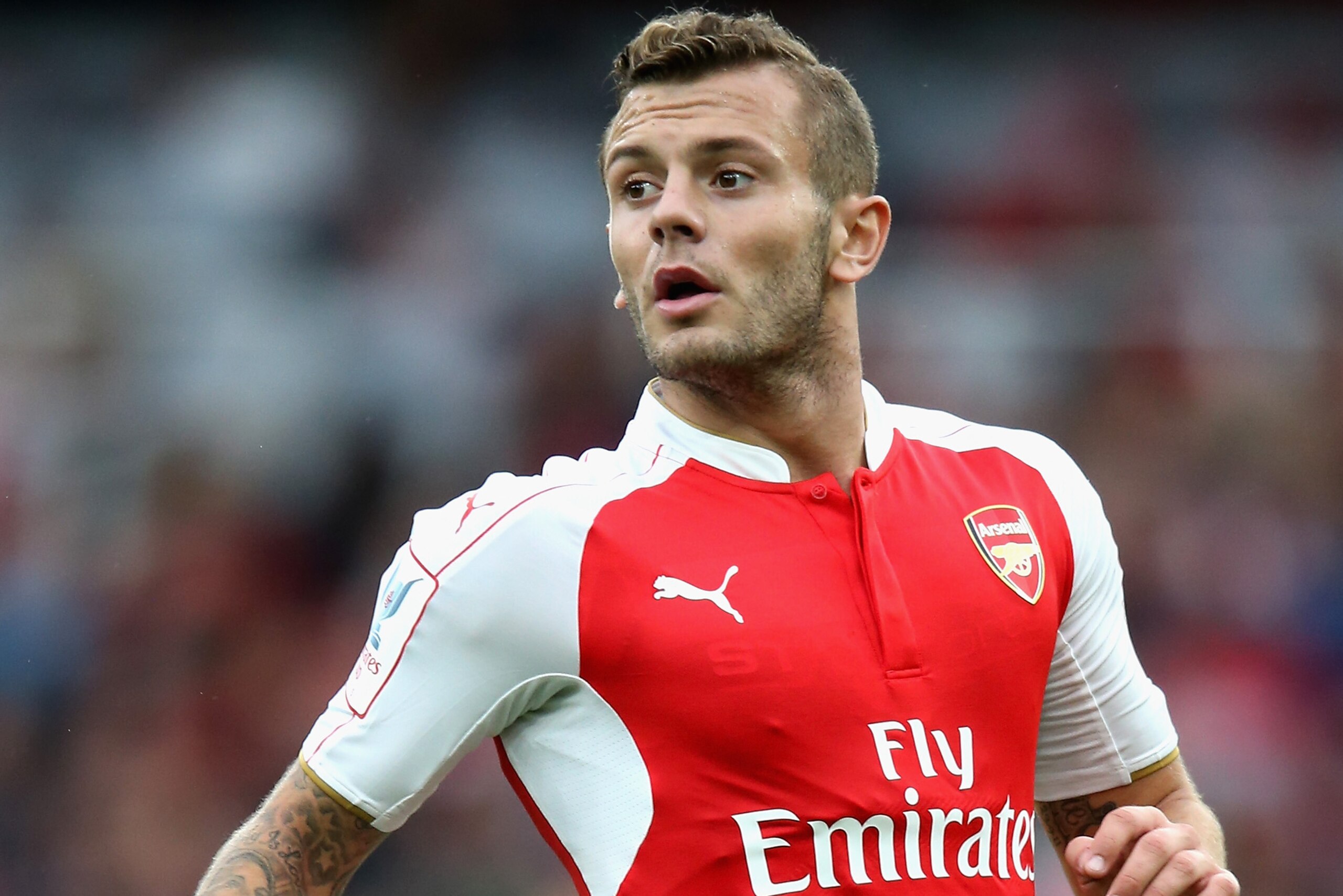 LONDON, ENGLAND - JULY 26:  Jack Wilshere of Arsenal looks on during the Emirates Cup match between Arsenal and VfL Wolfsburg at the Emirates Stadium on July 26, 2015 in London, England.  (Photo by David Rogers/Getty Images)