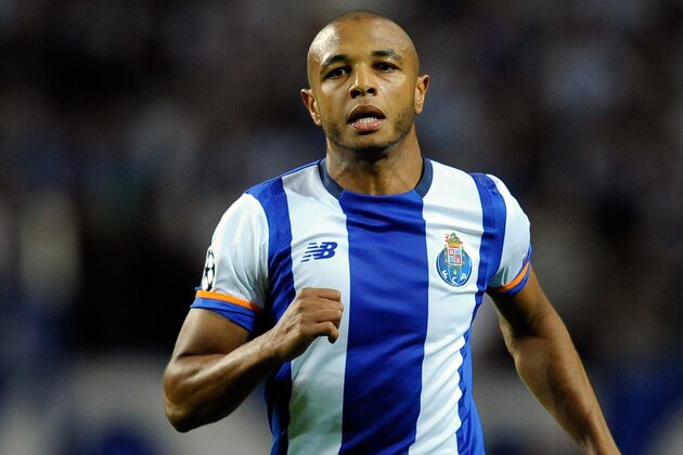 Porto’s Yacine Brahimi eyes the ball during the Champions League group G soccer match between FC Porto and Maccabi Tel-Aviv FC at the Dragao stadium in Porto, Portugal, Tuesday, Oct. 20, 2015. (AP Photo/Paulo Duarte)