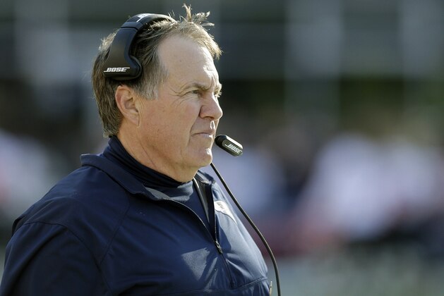 New England Patriots head coach Bill Belichick watches action from the sideline during the first half of an NFL football game against the Washington Redskins, Sunday, Nov. 8, 2015, in Foxborough, Mass. (AP Photo/Charles Krupa)
