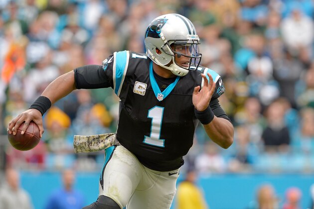 CHARLOTTE, NC - NOVEMBER 08:  Cam Newton #1 of the Carolina Panthers runs the ball against the Green Bay Packers in the 3rd quarter during their game at Bank of America Stadium on November 8, 2015 in Charlotte, North Carolina.  (Photo by Grant Halverson/Getty Images)
