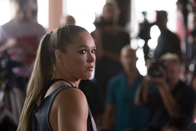 GLENDALE, CA - OCTOBER 27:  UFC Bantamweight champion Ronda Rousey speaks to the media at the Glendale Fight Club on October 27, 2015 in Glendale, California.  (Photo by Brandon Magnus/Zuffa LLC/Zuffa LLC via Getty Images)