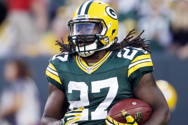 Green Bay Packers' Eddie Lacy warms up before an NFL football game against the Seattle Seahawks Sunday, Sept. 20, 2015, in Green Bay, Wis. (AP Photo/Jeffrey Phelps)