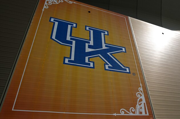 NEW ORLEANS, LA - MARCH 30:  A general view of the Kentucky Wildcats logo on the exterior of the Mercedes-Benz Superdome during practice prior to the 2012 Final Four of the NCAA Division I Men's Basketball Tournament on March 30, 2012 in New Orleans, Louisiana.  (Photo by Chris Graythen/Getty Images)