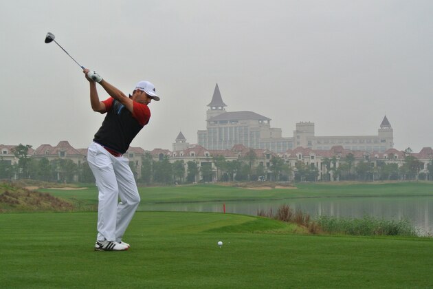 SHANGHAI, CHINA - NOVEMBER 12:  Sergio Garcia of Spain hits his tee-shot on the ninth hole during the first round of the BMW Masters at Lake Malaren Golf Club on November 12, 2015 in Shanghai, China.  (Photo by Andrew Redington/Getty Images)