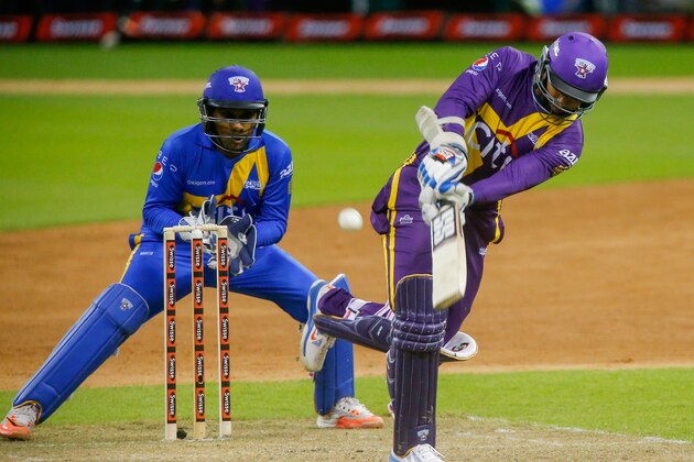 HOUSTON, TX - NOVEMBER 11:  Kumar Sangakkara of Sachin's Blasters during action at the Cricket All-Stars Series at Minute Maid Park on November 11, 2015 in Houston, Texas.  (Photo by Bob Levey/Getty Images)