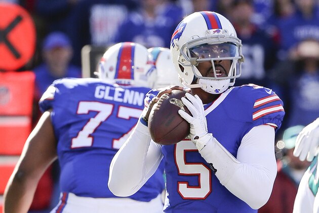 Buffalo Bills quarterback Tyrod Taylor (5) looks to pass during the first half of an NFL football game against the Miami Dolphins Sunday, Nov. 8, 2015, in Orchard Park, N.Y. (AP Photo/Bill Wippert) Buffalo Bills quarterback Tyrod Taylor (5) looks to pass during the first half of an NFL football game against the Miami Dolphins Sunday, Nov. 8, 2015, in Orchard Park, N.Y. (AP Photo/Bill Wippert)