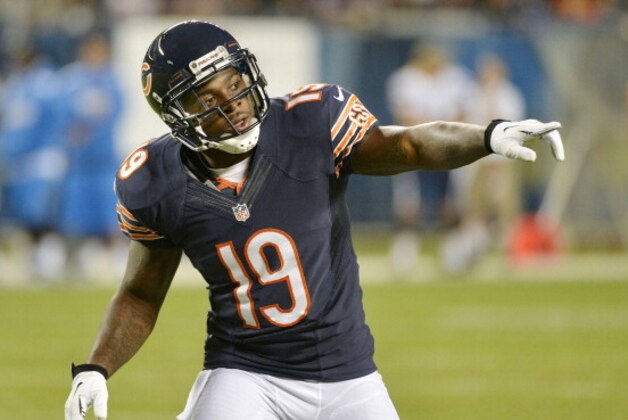 CHICAGO, IL - AUGUST 15: Joe Anderson #19 of the Chicago Bears checks in during an NFL game against the San Diego Chargers at Soldier Field, August 15, 2013 in Chicago Illinois.  (Photo by Tom Dahlin/Getty Images)