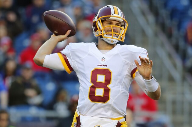 Washington Redskins quarterback Kirk Cousins throws against the New England Patriots during a NFL football game at Gillette Stadium in Foxborough, Mass. Sunday Nov. 8, 2015. (Winslow Townson/AP Images for Panini)