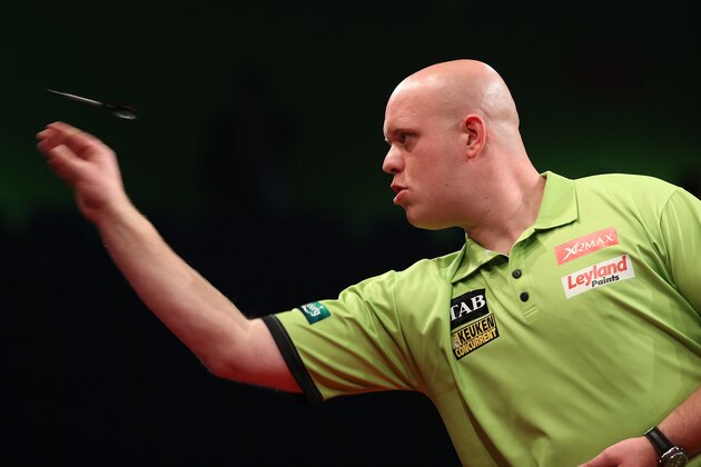 AUCKLAND, NEW ZEALAND - AUGUST 28:  Michael van Gerwen takes a shot during the Auckland Darts Masters at The Trusts Arena on August 28, 2015 in Auckland, New Zealand.  (Photo by Fiona Goodall/Getty Images)