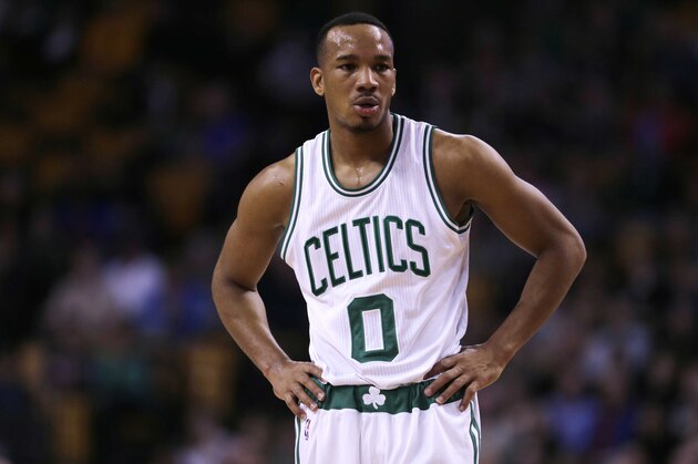 Boston Celtics guard Avery Bradley (0) waits for a foul shot during the first quarter of an NBA basketball game in Boston, Friday, Nov. 6, 2015. (AP Photo/Charles Krupa)