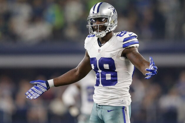 Nov 1, 2015; Arlington, TX, USA; Dallas Cowboys wide receiver Dez Bryant (88) reacts during the game against the Seattle Seahawks at AT&T Stadium. Mandatory Credit: Kevin Jairaj-USA TODAY Sports