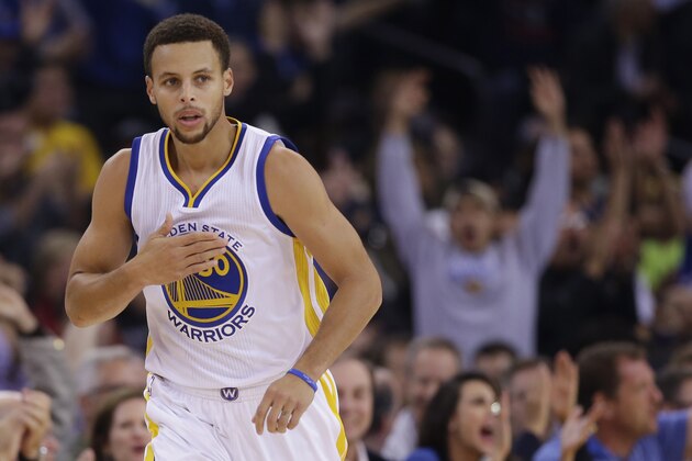 Golden State Warriors' Stephen Curry during an NBA basketball game against the Memphis Grizzlies Monday, Nov. 2, 2015, in Oakland, Calif. (AP Photo/Marcio Jose Sanchez)