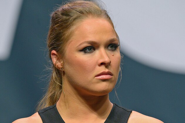 Sep 4, 2015; Las Vegas, NV, USA; UFC Women's Bantamweight champion Ronda Rousey answers questions for fans before the weigh-ins for UFC 191 at the MGM Grand Garden Arena. Mandatory Credit: Jayne Kamin-Oncea-USA TODAY Sports