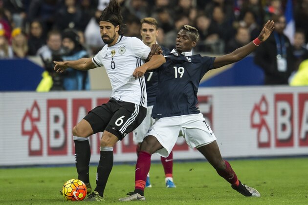 (L-R) Sami Khedira of Germany, Paul Pogba of France during the International friendly match between France and Germany on November 13, 2015 at the Stade France in Paris, France.(Photo by VI Images via Getty Images)