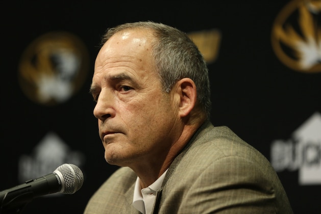Missouri head football coach Gary Pinkel speaks to the media Monday, Nov. 9, 2015, in Columbia, Mo. Football will resume at Missouri following the resignation of University of Missouri system president Tim Wolfe after several members of the team, pointing to Wolfe’s inaction in handling of racial tensions at the school, announced over the weekend that they would not play until the president was gone. (AP Photo/Jeff Roberson)