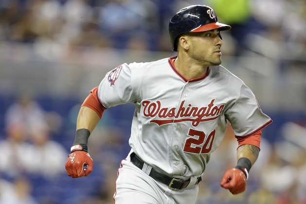 Washington Nationals' Ian Desmond (20) runs the bases during a baseball game against the Miami Marlins, Sunday, Sept. 13, 2015, in Miami. The Nationals defeated the Marlins 5-0. (AP Photo/Lynne Sladky)